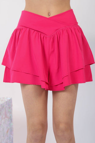 High Waist Layered Active Shorts - A Roese Boutique