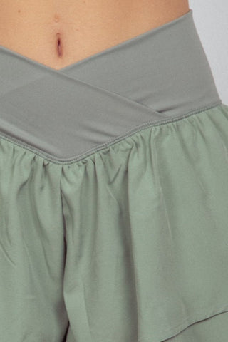 High Waist Layered Active Shorts - A Roese Boutique