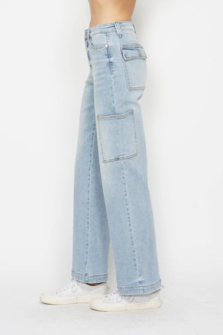 High Waist Straight Cargo Jeans by Judy Blue - A Roese Boutique