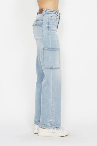 High Waist Straight Cargo Jeans by Judy Blue - A Roese Boutique