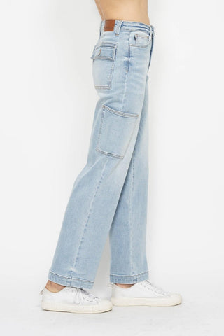 High Waist Straight Cargo Jeans by Judy Blue - A Roese Boutique