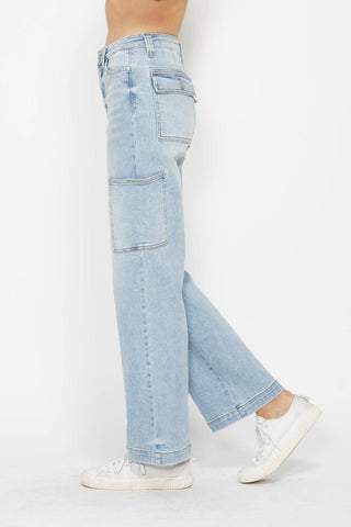 High Waist Straight Cargo Jeans by Judy Blue - A Roese Boutique