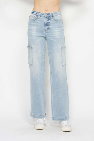 High Waist Straight Cargo Jeans by Judy Blue - A Roese Boutique