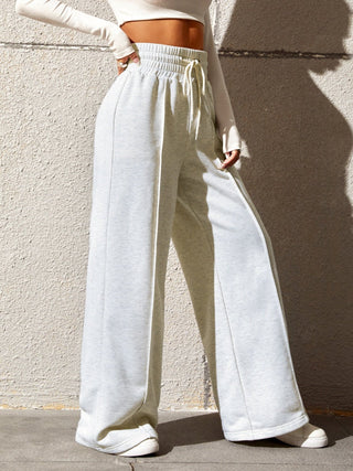 Honey Drawstring Elastic Waist Wide Leg Pants - A Roese Boutique