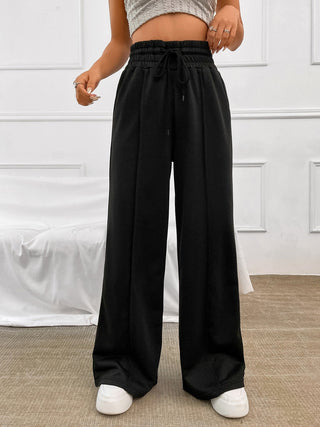 Honey Drawstring Elastic Waist Wide Leg Pants - A Roese Boutique