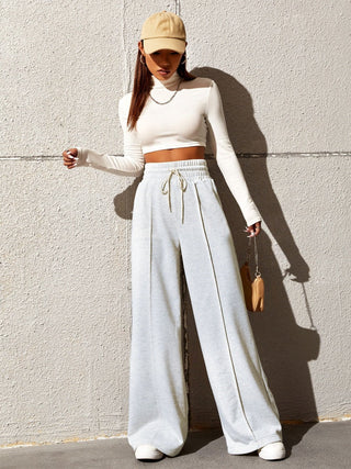 Honey Drawstring Elastic Waist Wide Leg Pants - A Roese Boutique