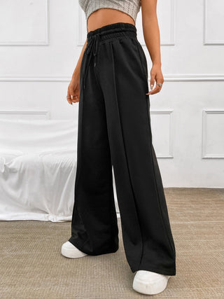 Honey Drawstring Elastic Waist Wide Leg Pants - A Roese Boutique