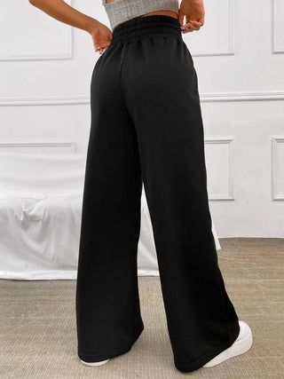 Honey Drawstring Elastic Waist Wide Leg Pants - A Roese Boutique