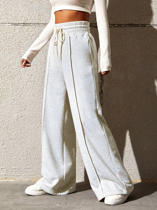 Honey Drawstring Elastic Waist Wide Leg Pants - A Roese Boutique