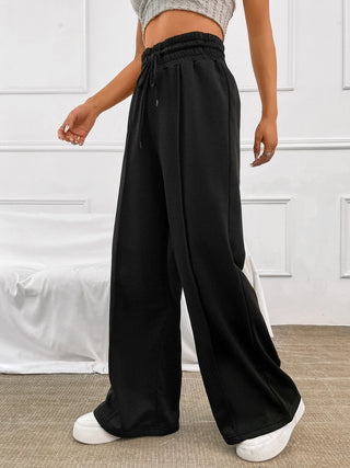 Honey Drawstring Elastic Waist Wide Leg Pants - A Roese Boutique