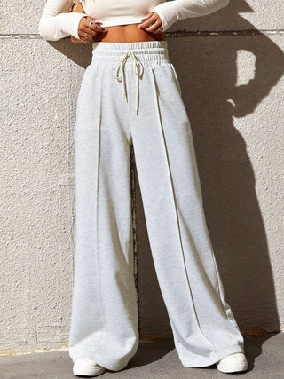 Honey Drawstring Elastic Waist Wide Leg Pants - A Roese Boutique