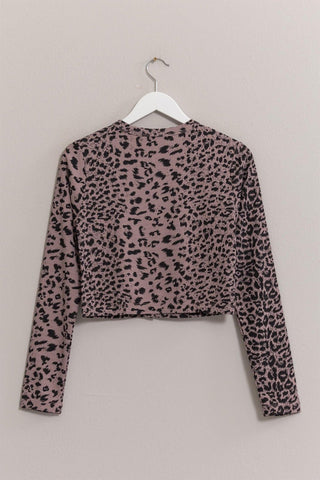 HYFVE Animal Print Snap Down Crop Cardigan - A Roese Boutique