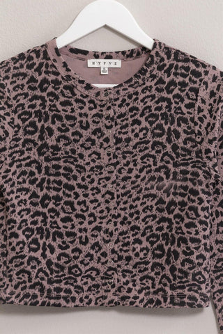 HYFVE Animal Print Snap Down Crop Cardigan - A Roese Boutique