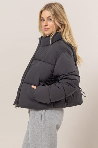 HYFVE Quilted Back Drawstring Puffer Jacket - A Roese Boutique