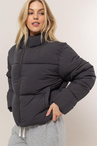 HYFVE Quilted Back Drawstring Puffer Jacket - A Roese Boutique