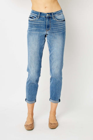 Judy Blue Full Size Cuffed Hem Slim Jeans - A Roese Boutique