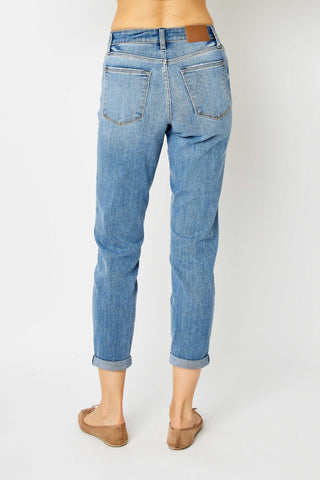 Judy Blue Full Size Cuffed Hem Slim Jeans - A Roese Boutique