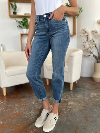 Judy Blue Full Size Cuffed Hem Slim Jeans - A Roese Boutique