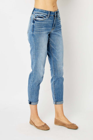 Judy Blue Full Size Cuffed Hem Slim Jeans - A Roese Boutique