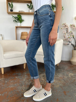 Judy Blue Full Size Cuffed Hem Slim Jeans - A Roese Boutique