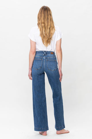 Judy Blue Full Size Double Button Wide Leg Jeans - A Roese Boutique