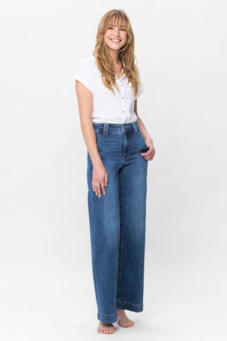 Judy Blue Full Size Double Button Wide Leg Jeans - A Roese Boutique