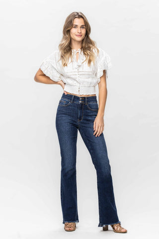 Judy Blue Full Size Frayed Hem Bootcut Jeans - A Roese Boutique