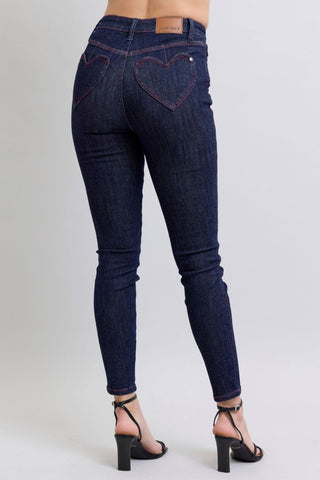 Judy Blue Full Size Heart Shaped Back Pockets Skinny Jeans - A Roese Boutique