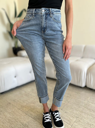 Judy Blue Full Size High Waist Cuff Hem Jeans - A Roese Boutique