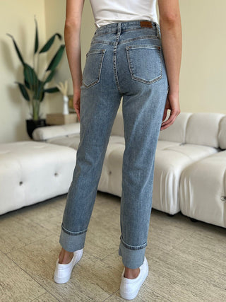 Judy Blue Full Size High Waist Cuff Hem Jeans - A Roese Boutique