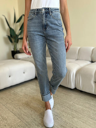 Judy Blue Full Size High Waist Cuff Hem Jeans - A Roese Boutique