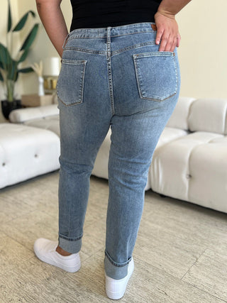 Judy Blue Full Size High Waist Cuff Hem Jeans - A Roese Boutique