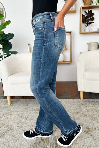 Judy Blue Full Size Mid Rise Release Hem Jeans - A Roese Boutique