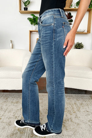 Judy Blue Full Size Mid Rise Release Hem Jeans - A Roese Boutique