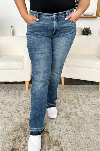 Judy Blue Full Size Mid Rise Release Hem Jeans - A Roese Boutique