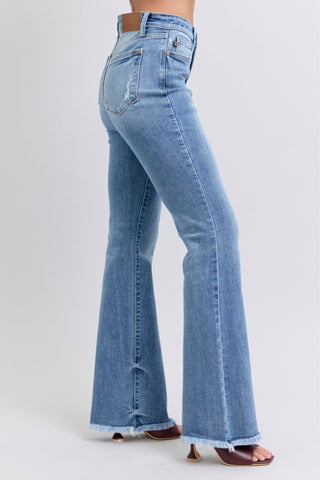 Judy Blue Full Size Raw Hem High Rise Bootcut Jeans - A Roese Boutique