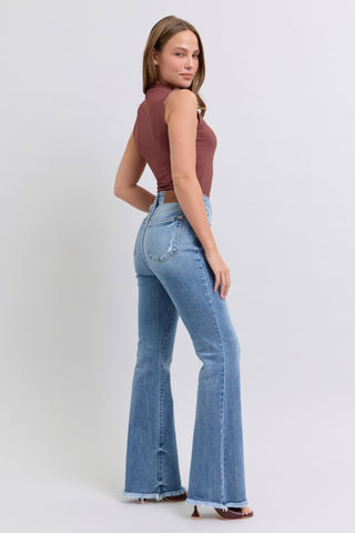 Judy Blue Full Size Raw Hem High Rise Bootcut Jeans - A Roese Boutique