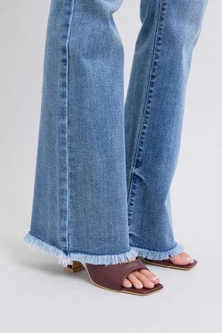 Judy Blue Full Size Raw Hem High Rise Bootcut Jeans - A Roese Boutique