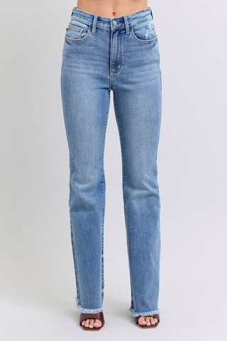 Judy Blue Full Size Raw Hem High Rise Bootcut Jeans - A Roese Boutique