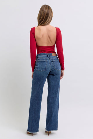 Judy Blue Full Size Raw Hem Mid Rise Jeans - A Roese Boutique