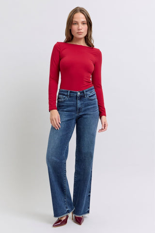 Judy Blue Full Size Raw Hem Mid Rise Jeans - A Roese Boutique