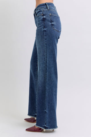 Judy Blue Full Size Raw Hem Mid Rise Jeans - A Roese Boutique