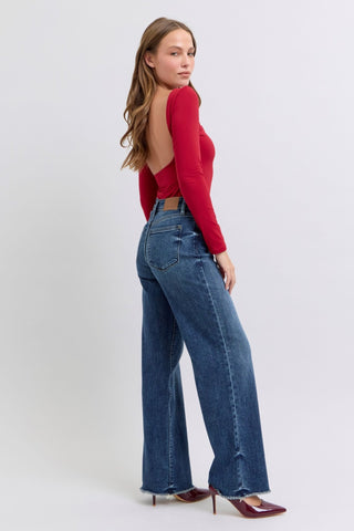 Judy Blue Full Size Raw Hem Mid Rise Jeans - A Roese Boutique