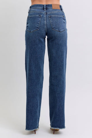 Judy Blue Full Size Raw Hem Mid Rise Jeans - A Roese Boutique