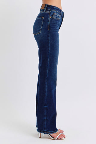 Judy Blue Full Size Raw Hem Straight Leg Jeans - A Roese Boutique