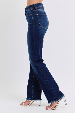 Judy Blue Full Size Raw Hem Straight Leg Jeans - A Roese Boutique