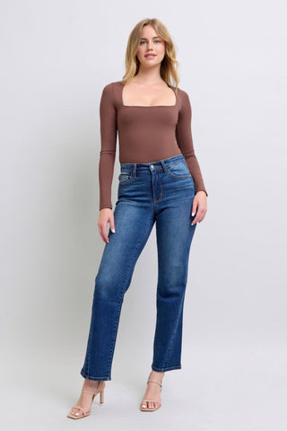 Judy Blue Full Size Side Seam Detail Straight Jeans with Pockets - A Roese Boutique