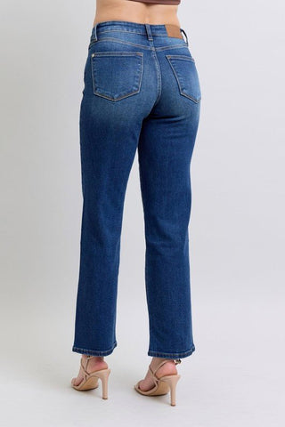 Judy Blue Full Size Side Seam Detail Straight Jeans with Pockets - A Roese Boutique