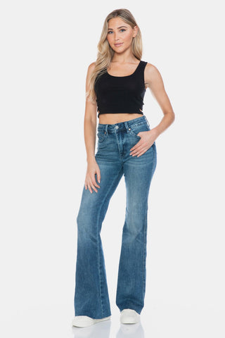 Judy Blue Full Size Tummy Control Cut Hem Flare Jeans - A Roese Boutique