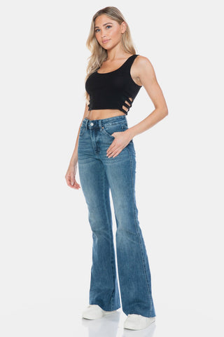 Judy Blue Full Size Tummy Control Cut Hem Flare Jeans - A Roese Boutique